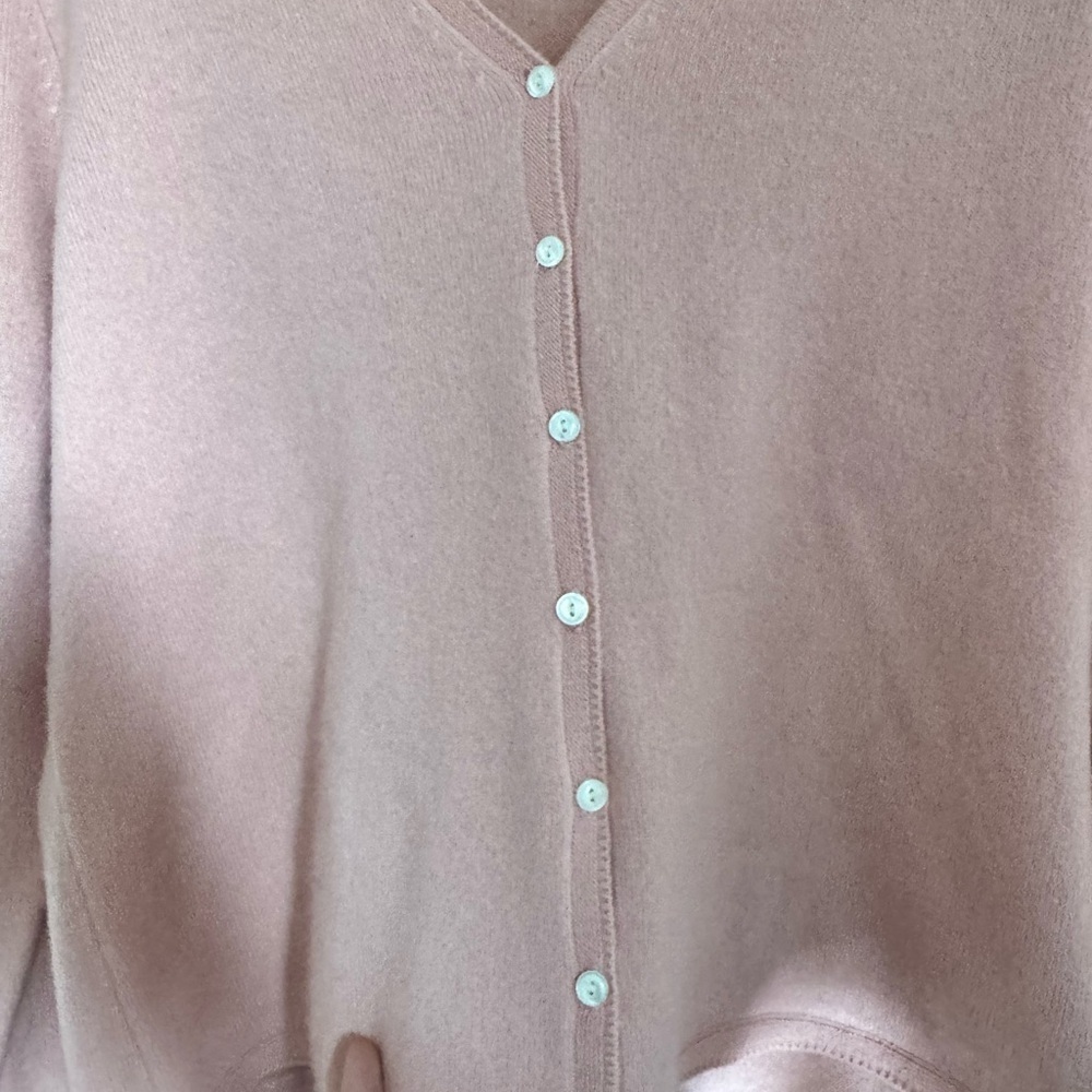 Jones New York 100% Cashmere Cardigan Blush Pink Preppy Minimalist S Soft Girl - Picture 2 of 4